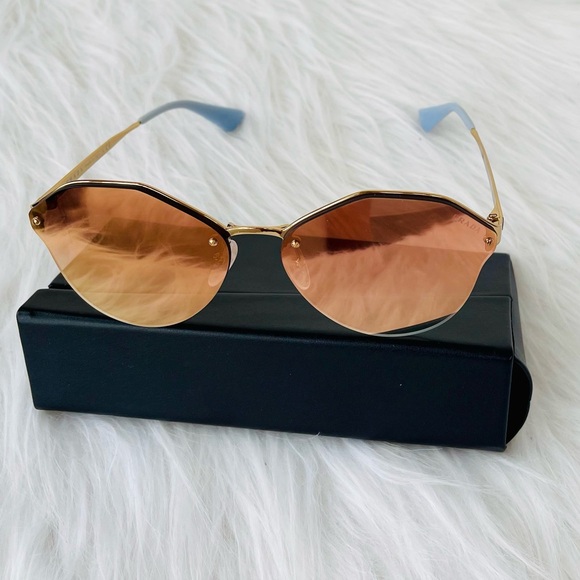 PRADA Butterfly Sunglasses - Gold Frames w/ Brown to Smoke GRADIENT Oversized - Picture 14 of 17